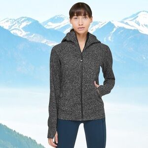 Lululemon Scuba Hoodie Light Cotton Fleece in Night View White Black Sz 4